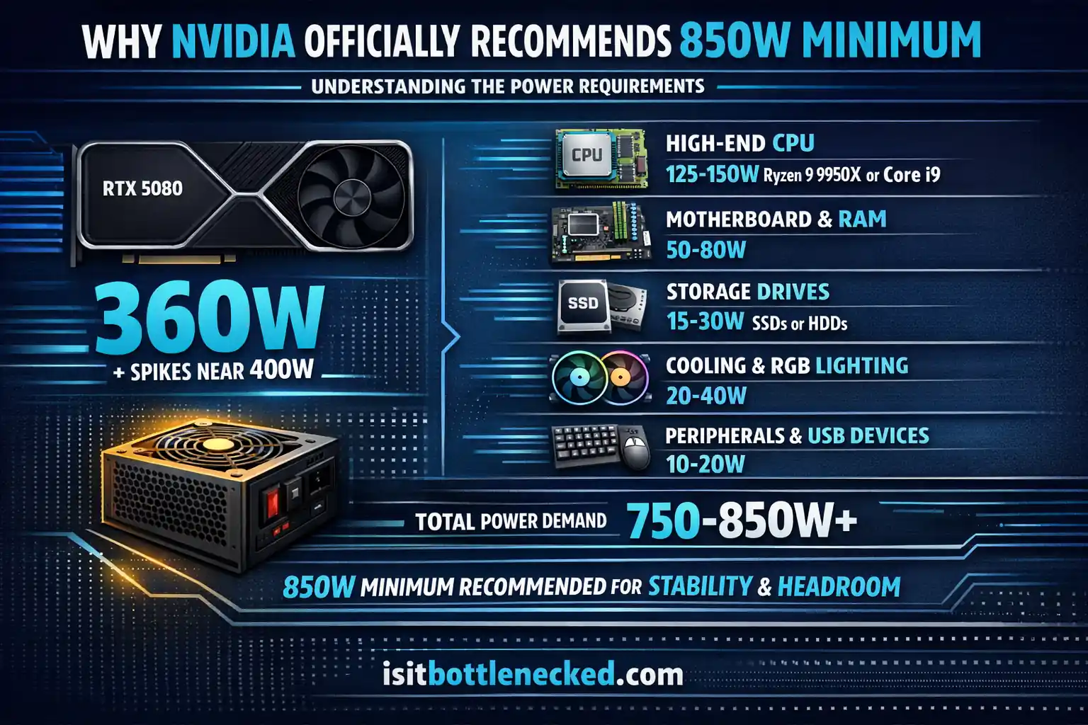 NVIDIA Officially Recommends 850W Minimum fo RTX 5080